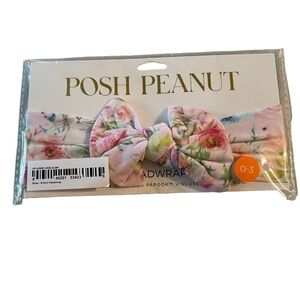 NWT Posh Peanut Baby Headwrap Pink Rose size 0-3 months bow bamboo